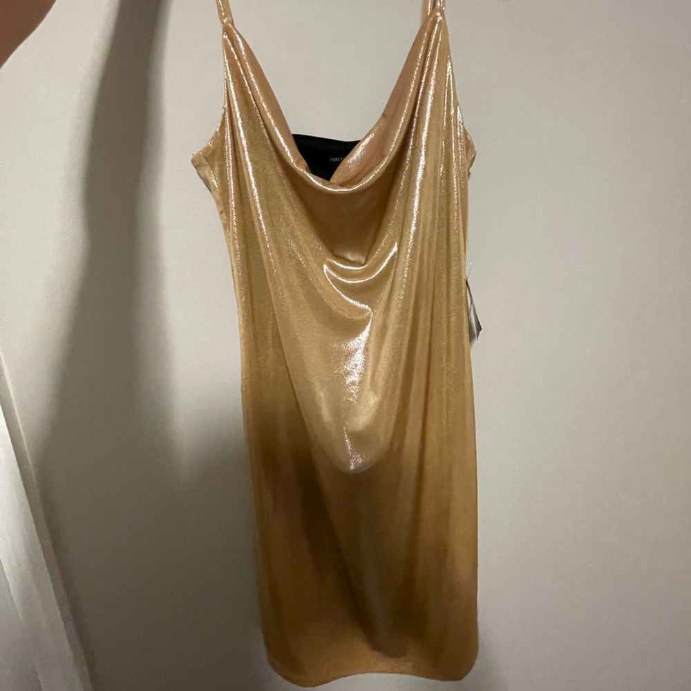 Medium gold cow neck slip dress